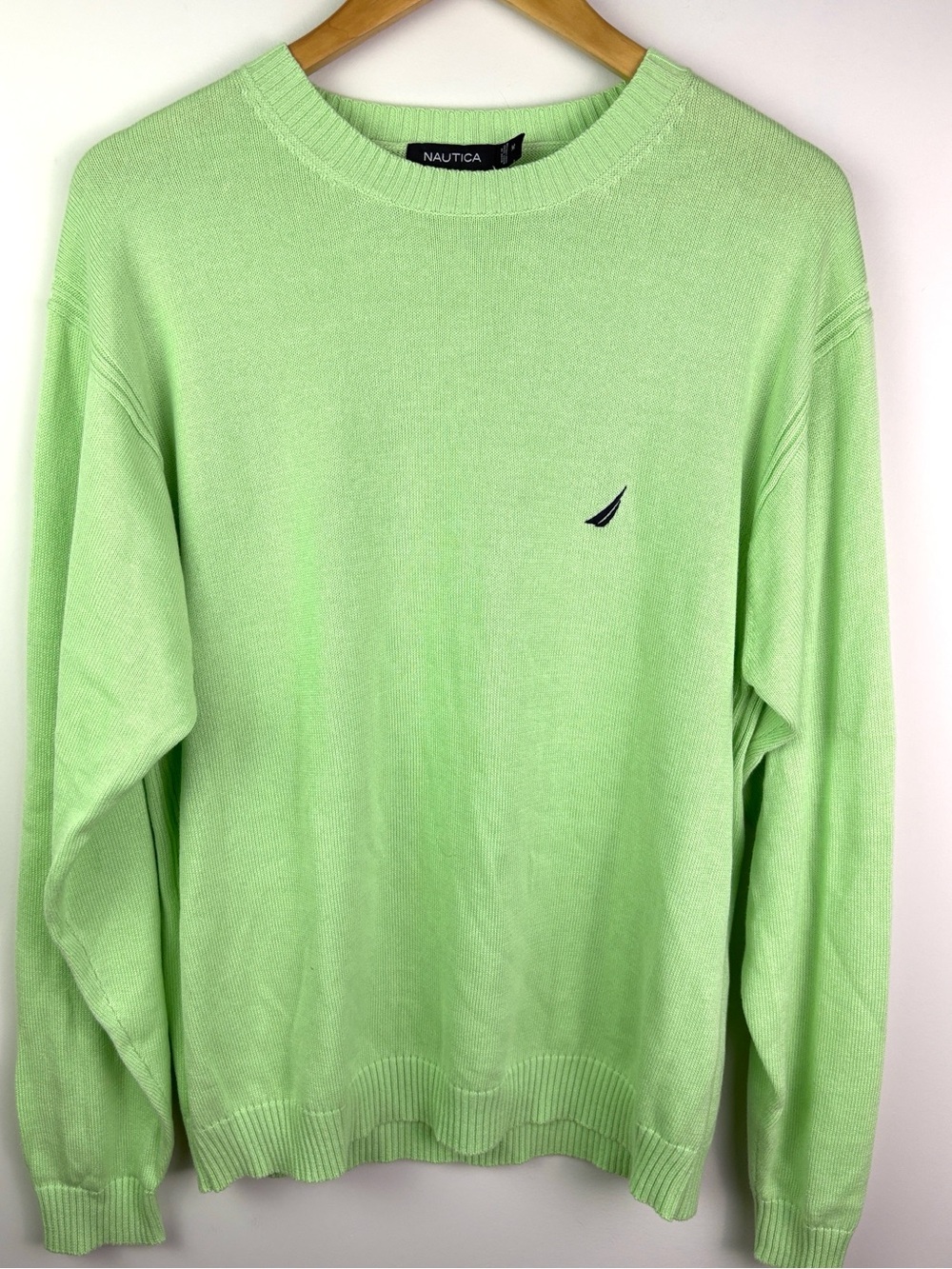 Nautica Men's Light Lime Green Crewneck Sweater 100% cotton size M